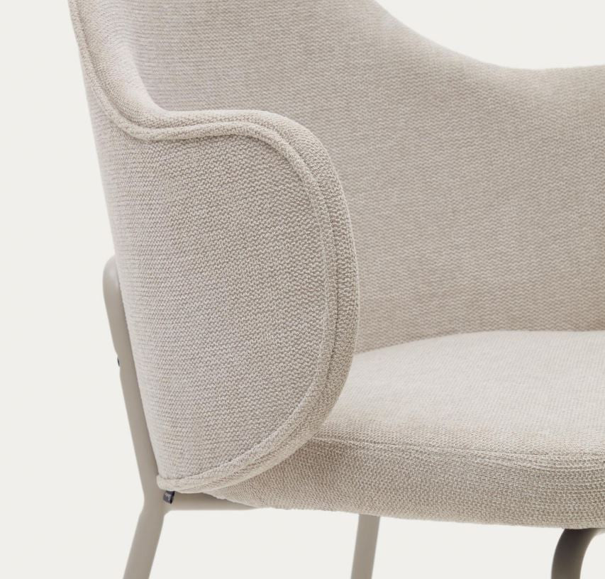 Scaun dining alb din textil Suanna Plain Kave Home