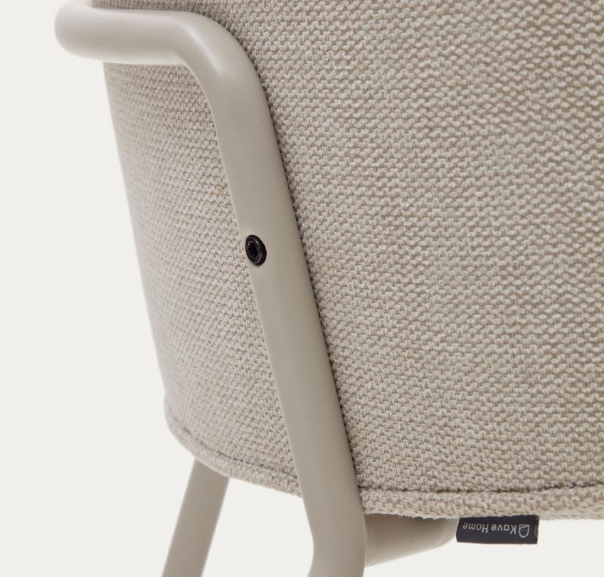 Scaun dining alb din textil Suanna Plain Kave Home
