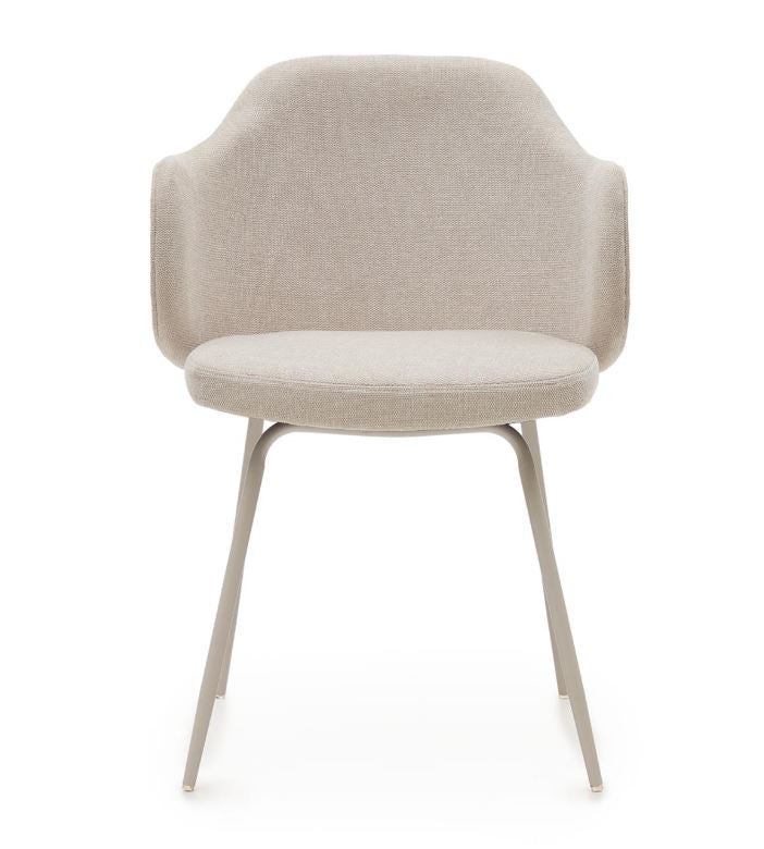 Scaun dining alb din textil Suanna Plain Kave Home