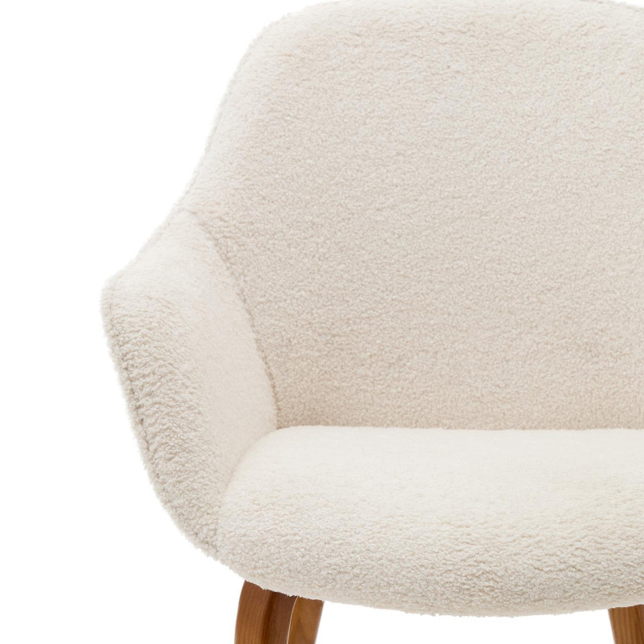 Scaun dining alb/maro inchis din textil Aleli Shearling Kave Home
