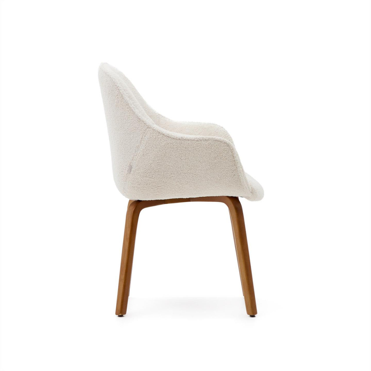 Scaun dining alb/maro inchis din textil Aleli Shearling Kave Home