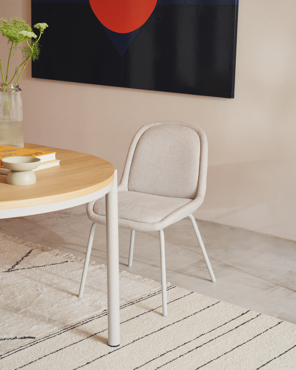 Scaun dining bej din textil Aimin Kave Home