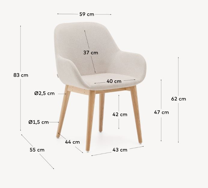 Scaun dining bej din textil Konna Kave Home