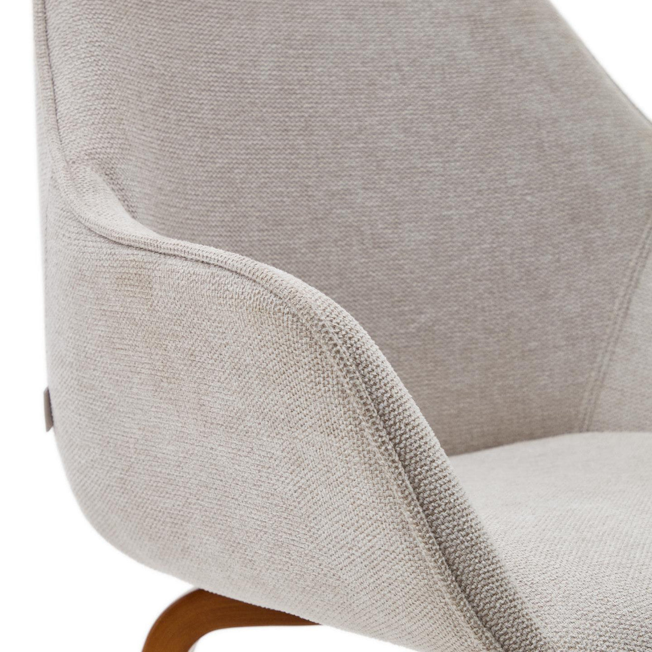 Scaun dining bej/maro inchis din textil Aleli Shearling Kave Home