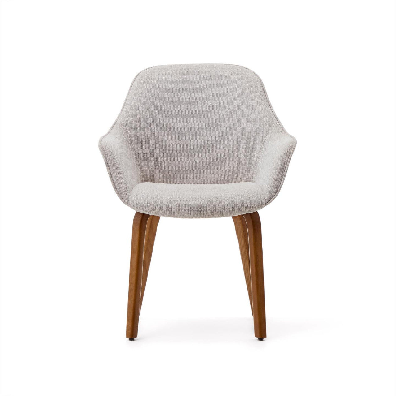 Scaun dining bej/maro inchis din textil Aleli Shearling Kave Home