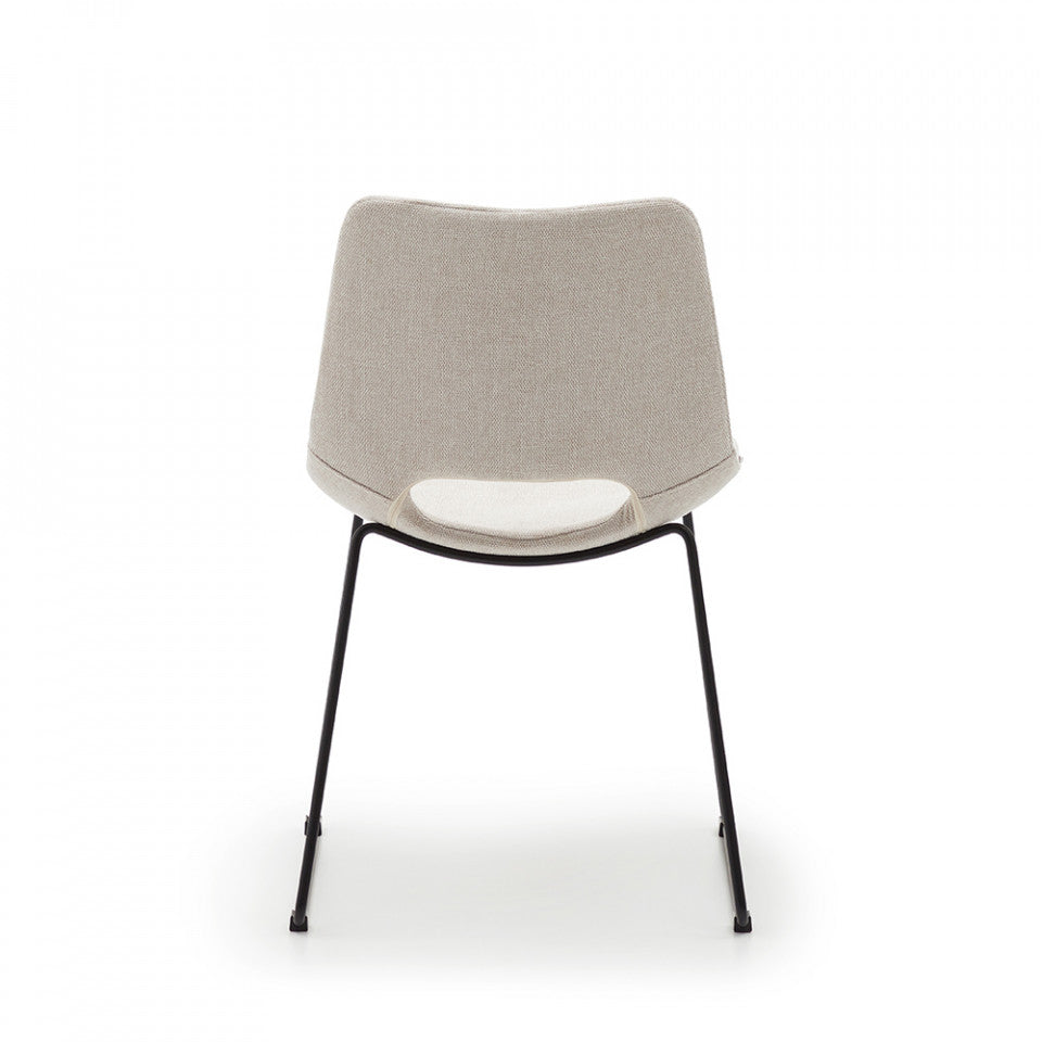 Scaun dining bej/negru din textil Zahara Kave Home