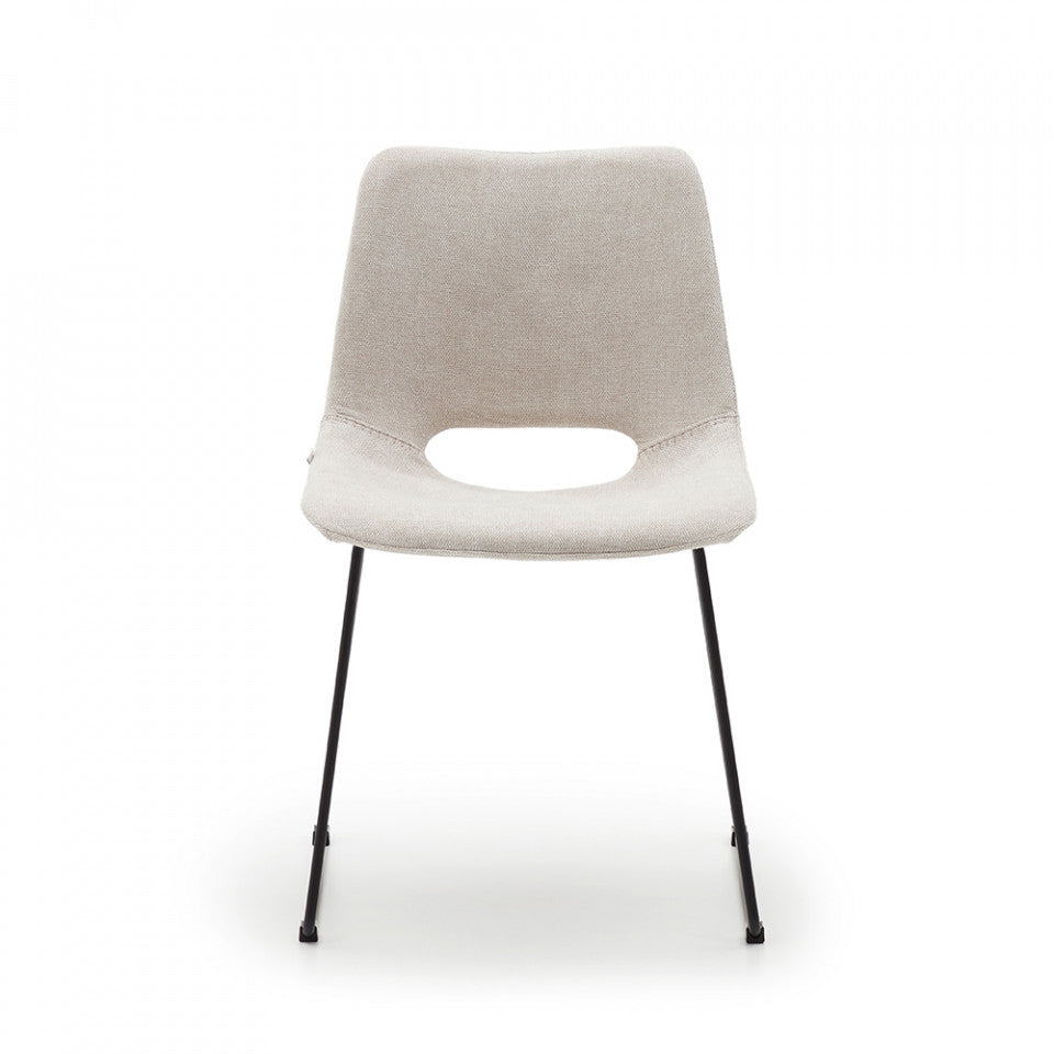 Scaun dining bej/negru din textil Zahara Kave Home
