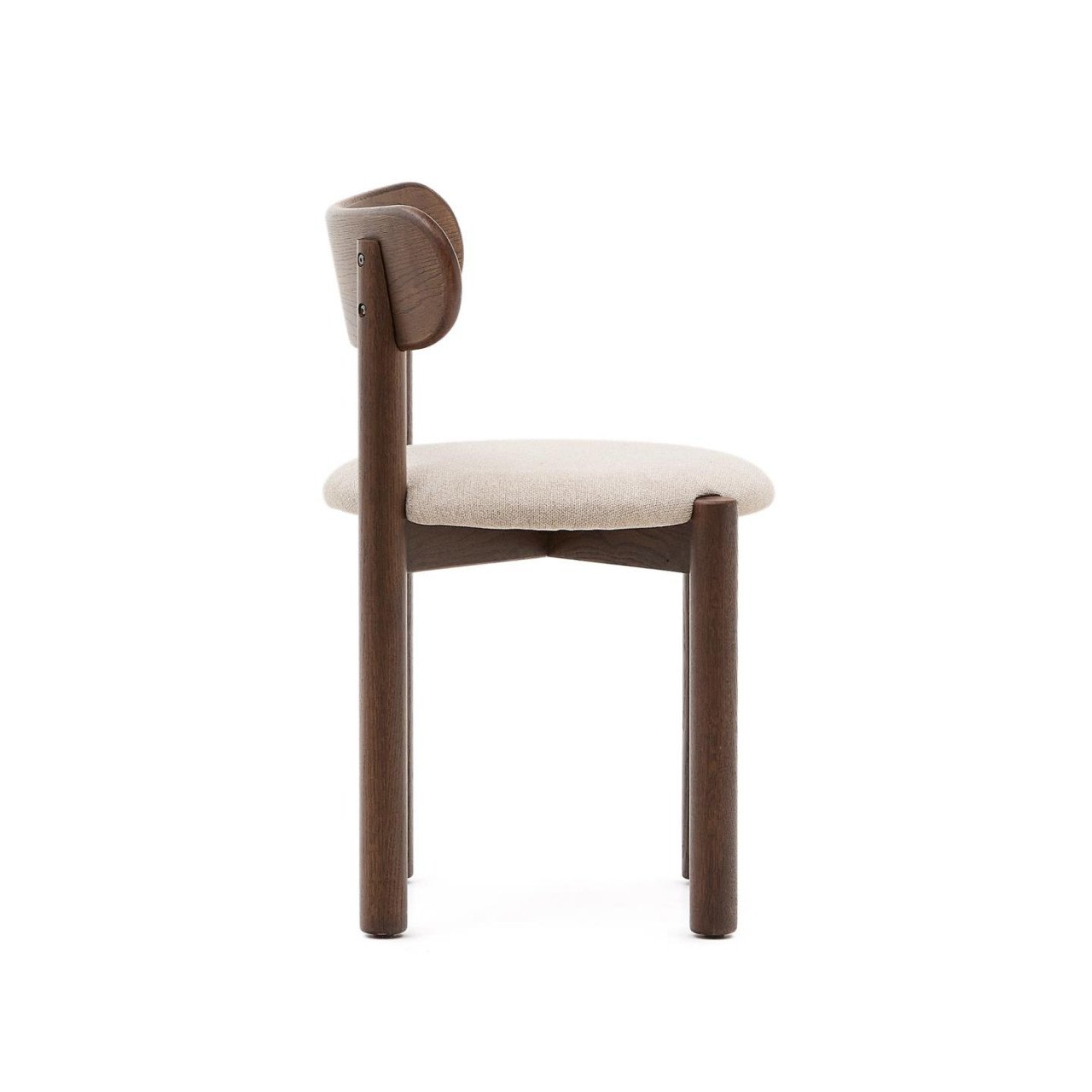 Scaun dining crem/maro inchis din textil Nebai Kave Home