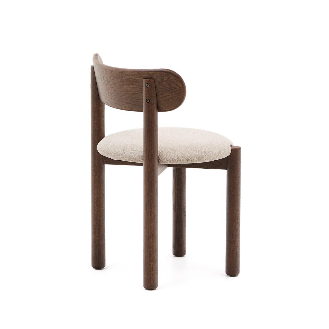 Scaun dining crem/maro inchis din textil Nebai Kave Home