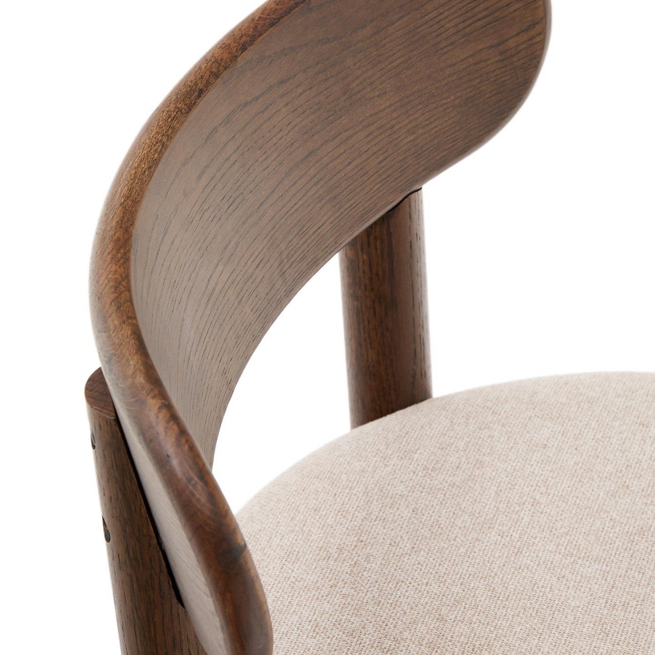Scaun dining crem/maro inchis din textil Nebai Kave Home