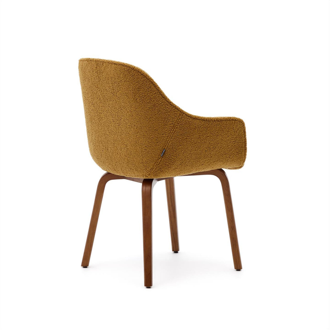 Scaun dining galben/maro inchis din textil Aleli Shearling Kave Home