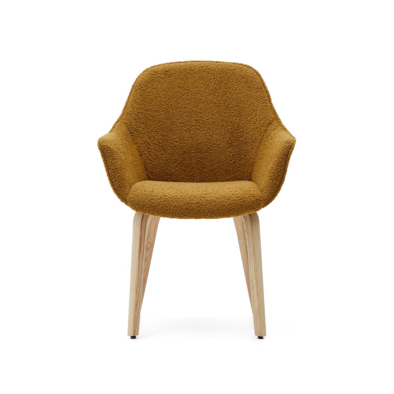 Scaun dining galben mustar din textil Aleli Shearling Kave Home