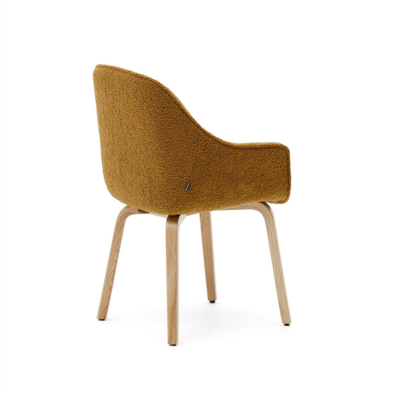 Scaun dining galben mustar din textil Aleli Shearling Kave Home