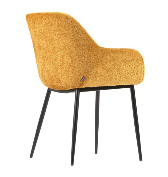 Scaun dining galben mustar din textil Konna Kave Home