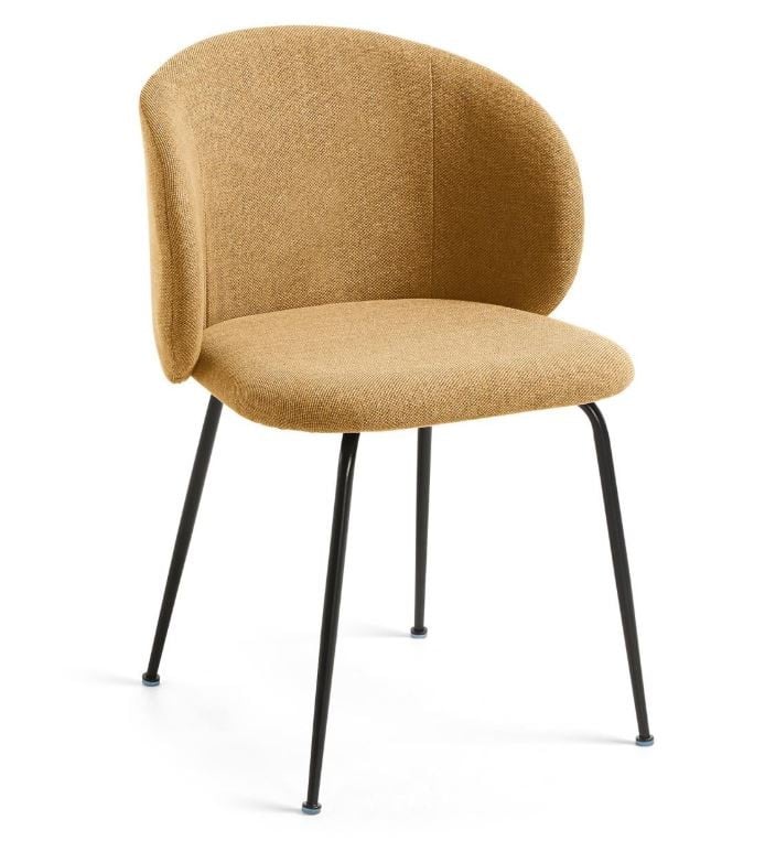 Scaun dining galben mustar din textil Minna Kave Home