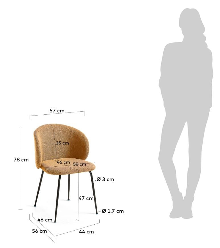 Scaun dining galben mustar din textil Minna Kave Home