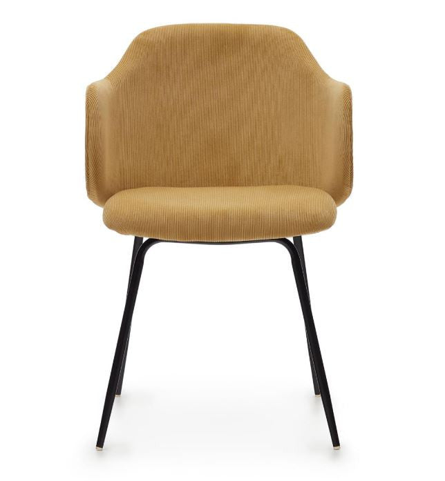 Scaun dining galben mustar din textil Suanna Kave Home