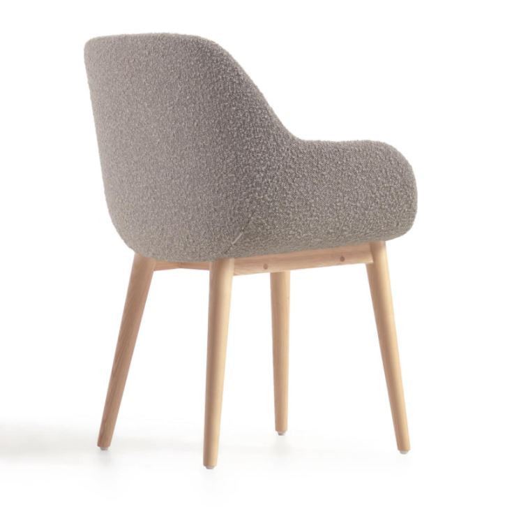 Scaun dining gri deschis din textil Konna Kave Home