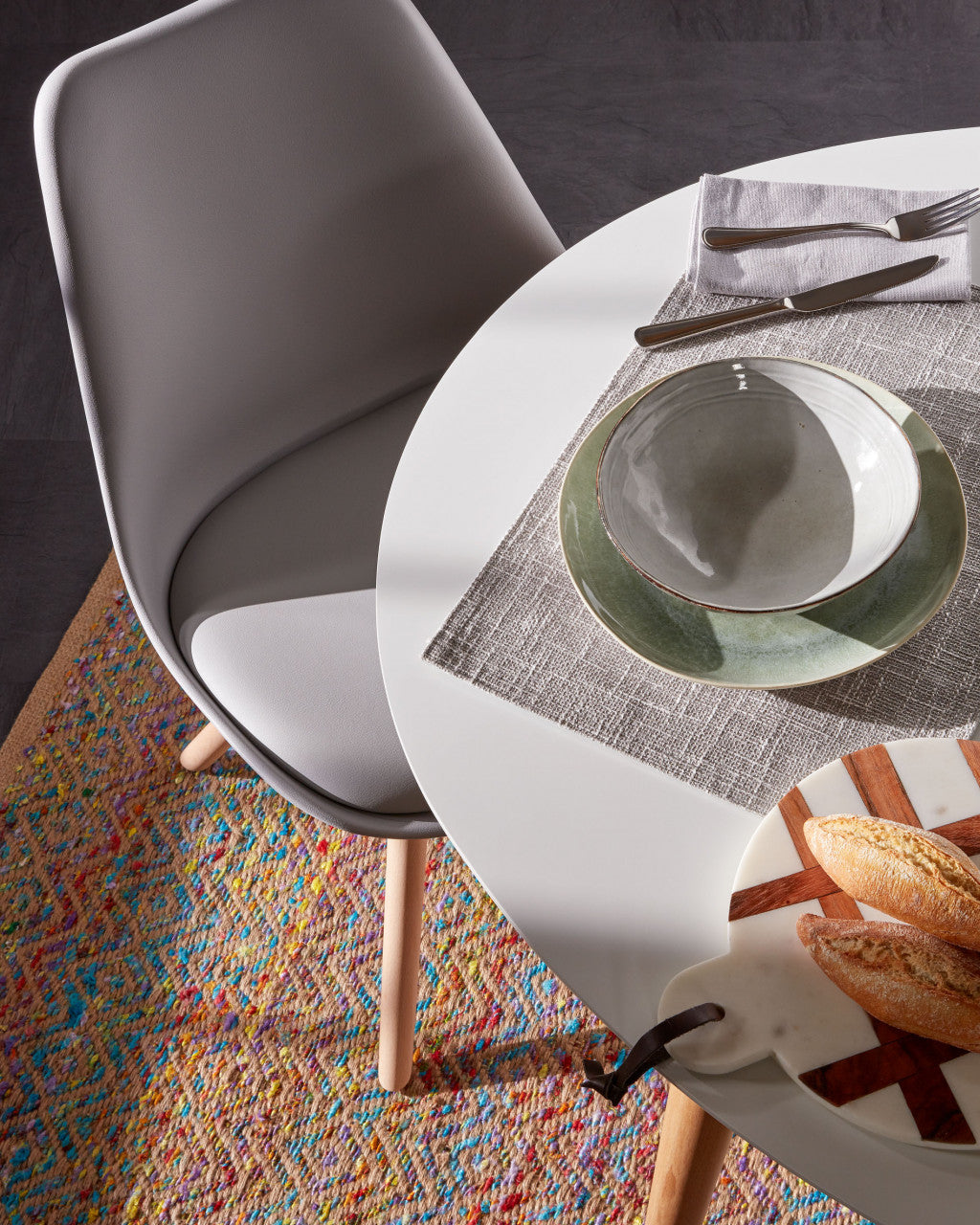 Scaun dining gri din piele ecologica Ralf Kave Home