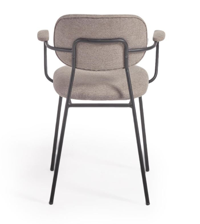 Scaun dining gri din textil Auxtina Kave Home