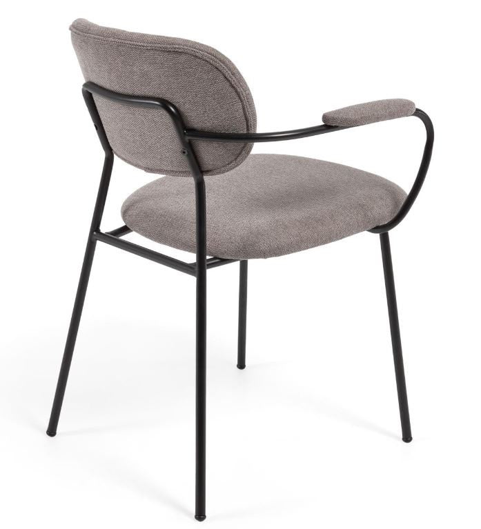 Scaun dining gri din textil Auxtina Kave Home