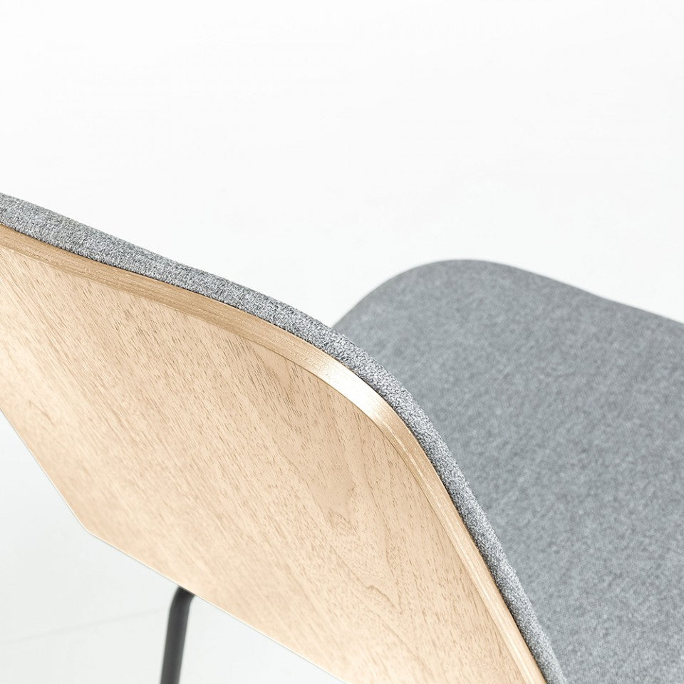 Scaun dining gri din textil Canele Kave Home