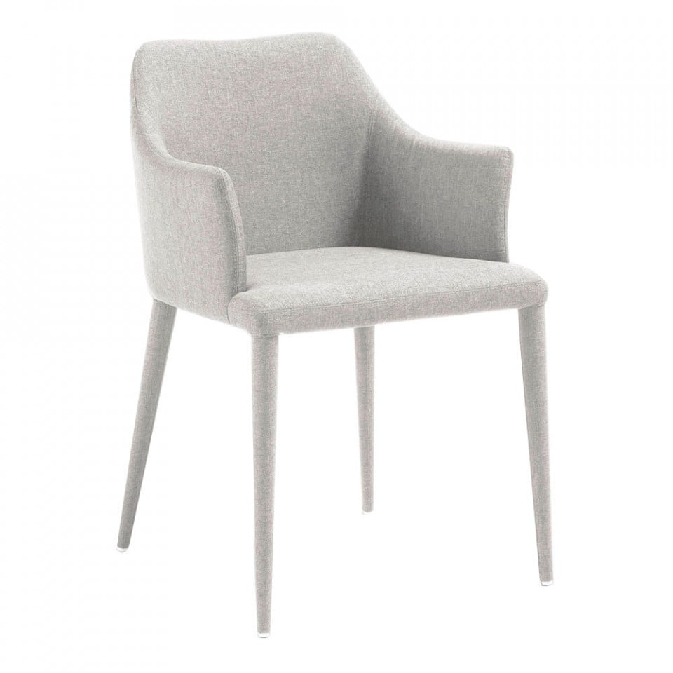 Scaun dining gri din textil Croft Kave Home