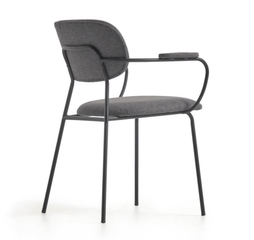 Scaun dining gri inchis din textil Auxtina Kave Home