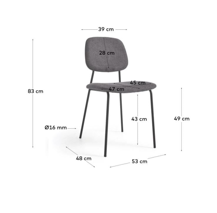 Scaun dining gri inchis din textil Benilda Kave Home