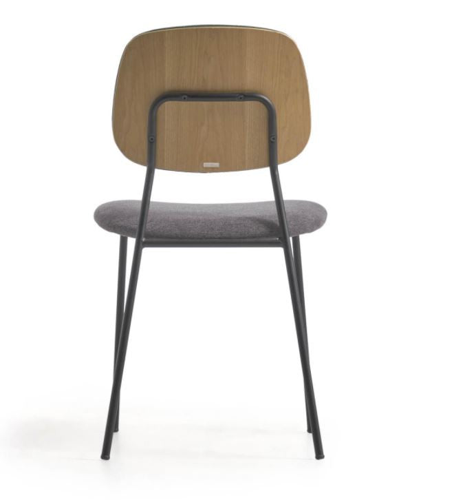 Scaun dining gri inchis din textil Benilda Kave Home