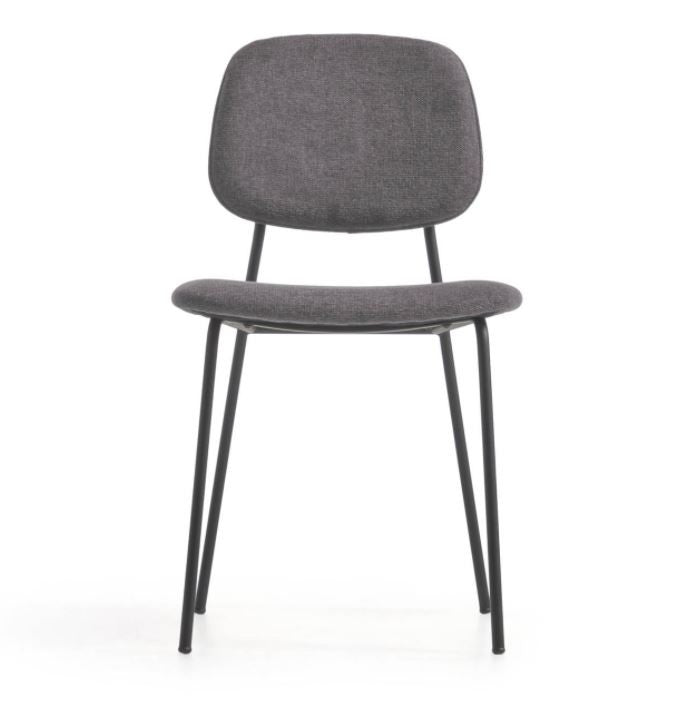 Scaun dining gri inchis din textil Benilda Kave Home