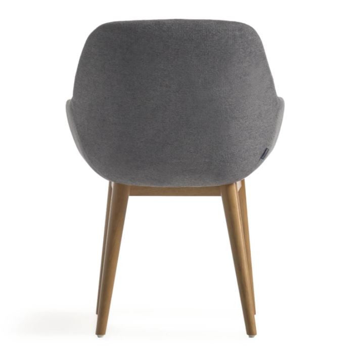 Scaun dining gri inchis din textil Konna Kave Home