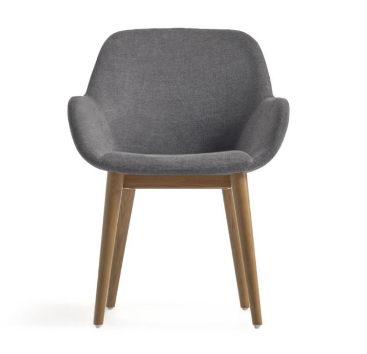 Scaun dining gri inchis din textil Konna Kave Home