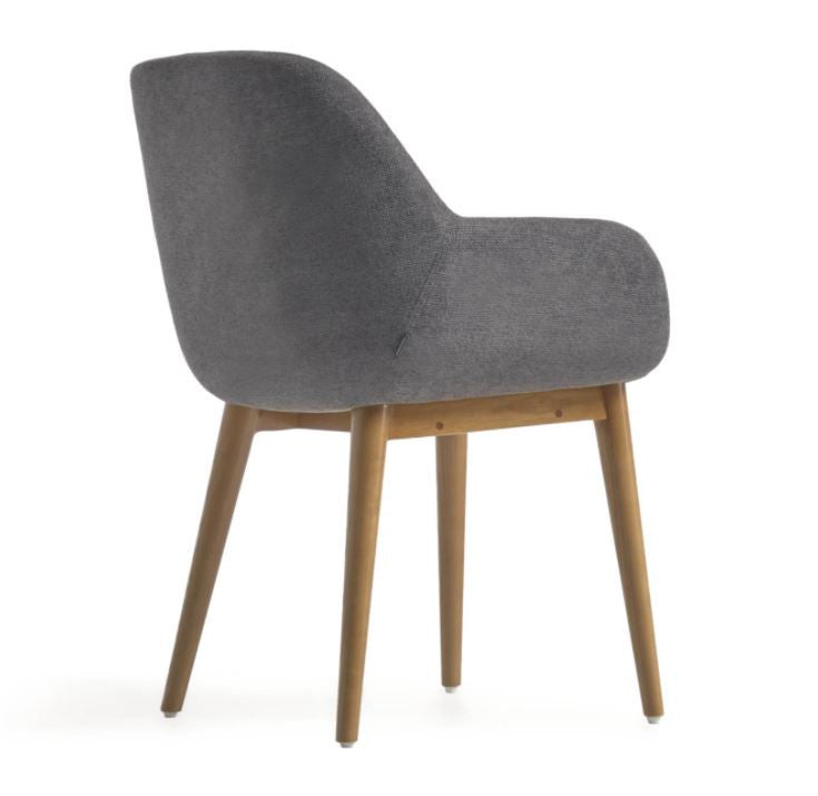 Scaun dining gri inchis din textil Konna Kave Home