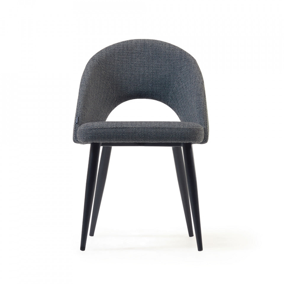 Scaun dining gri inchis din textil Mael Kave Home