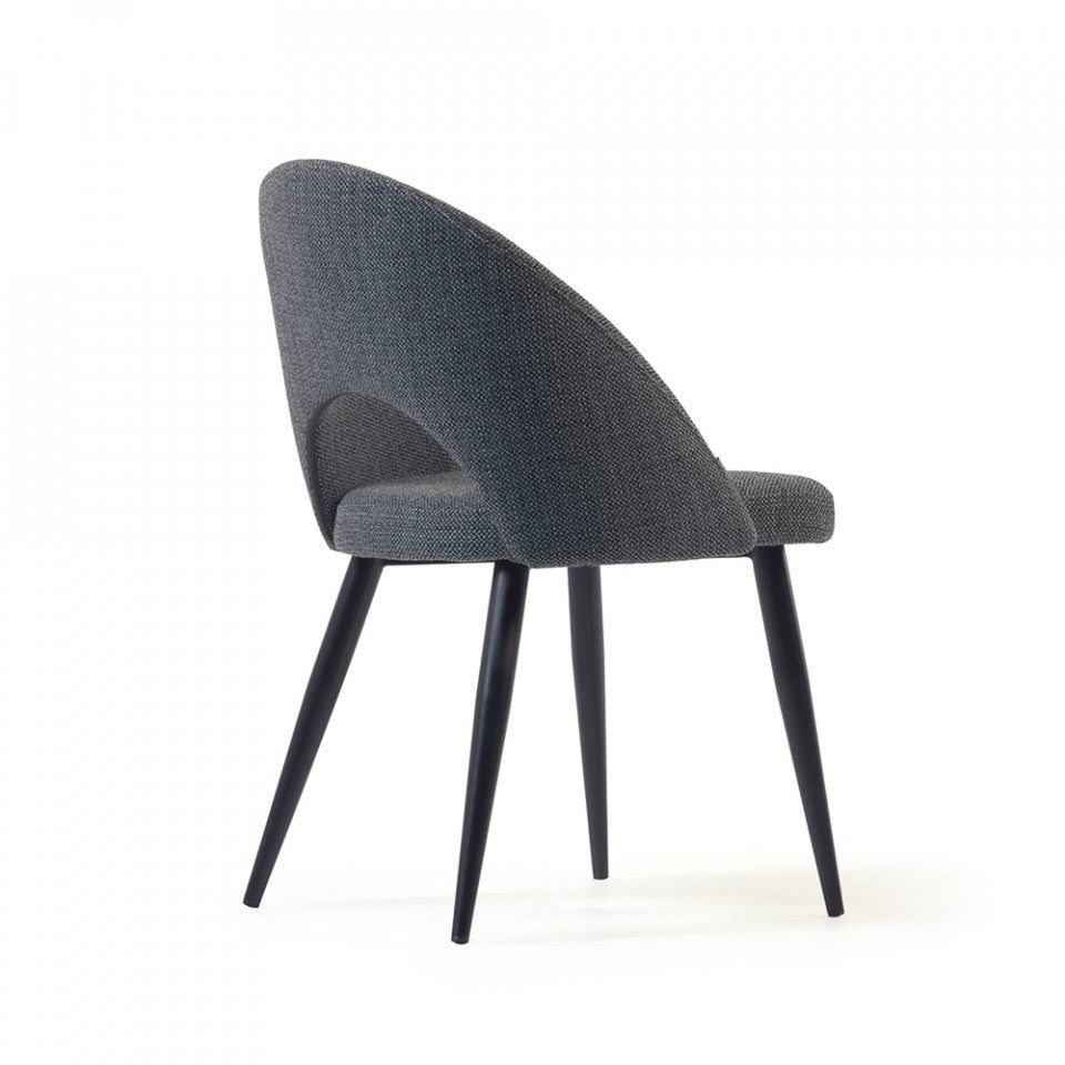 Scaun dining gri inchis din textil Mael Kave Home