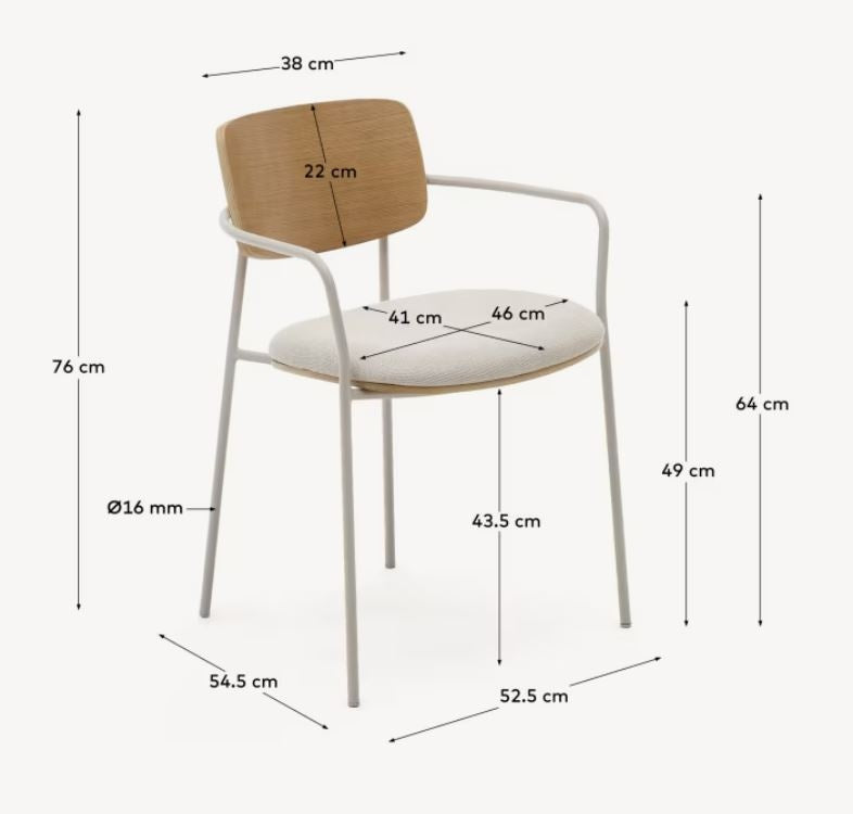 Scaun dining maro/alb din textil Maureen Kave Home