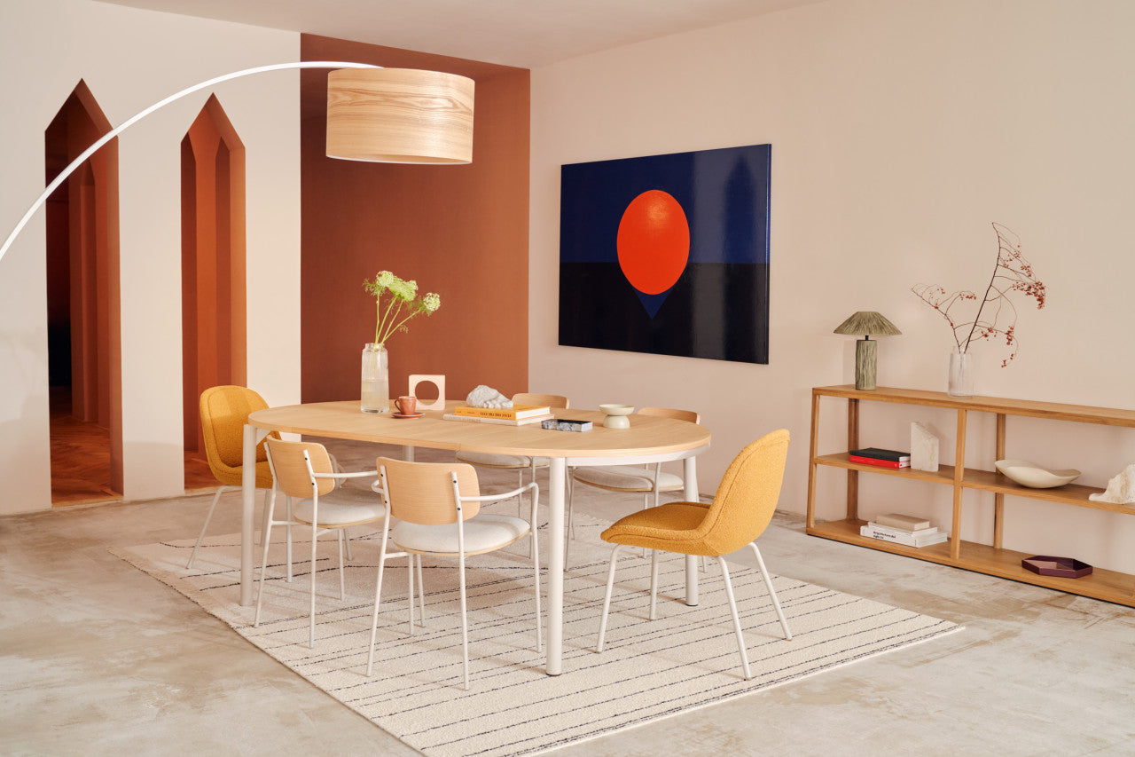 Scaun dining maro/alb din textil Maureen Kave Home