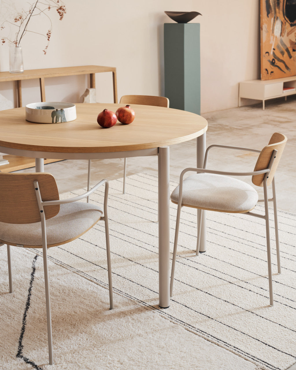 Scaun dining maro/alb din textil Maureen Kave Home