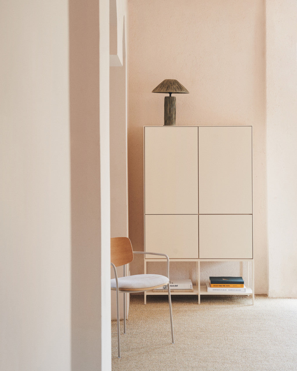 Scaun dining maro/alb din textil Maureen Kave Home