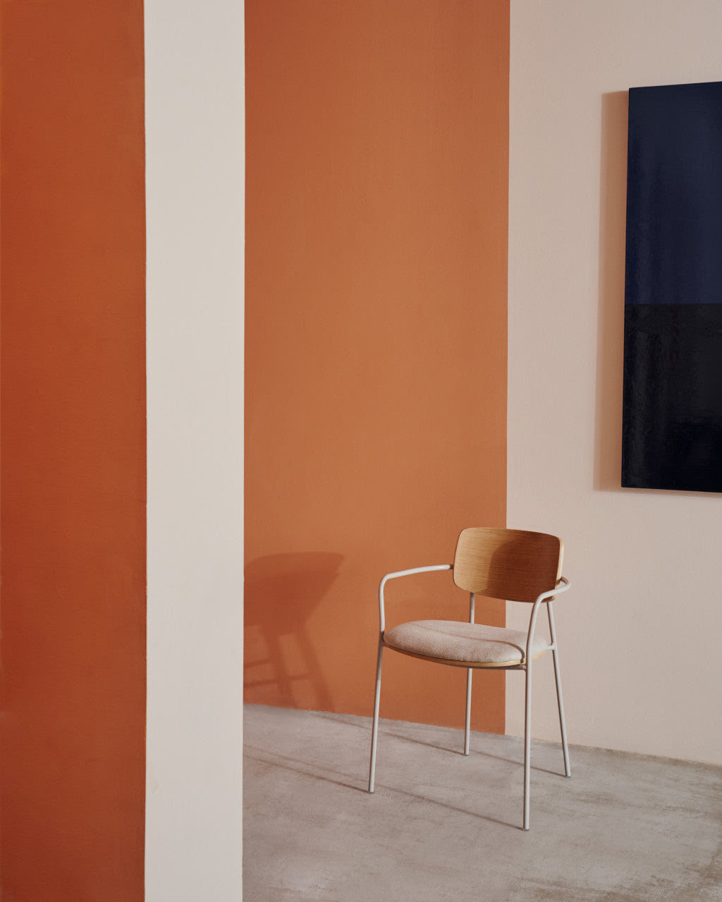 Scaun dining maro/alb din textil Maureen Kave Home