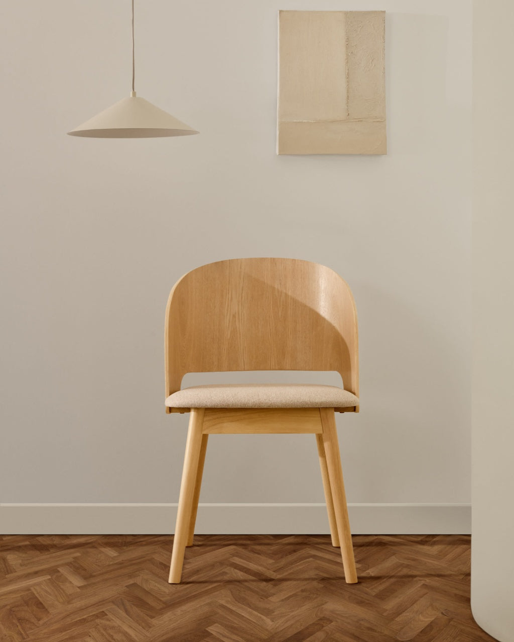 Scaun dining maro deschis/bej din lemn Senoa Kave Home