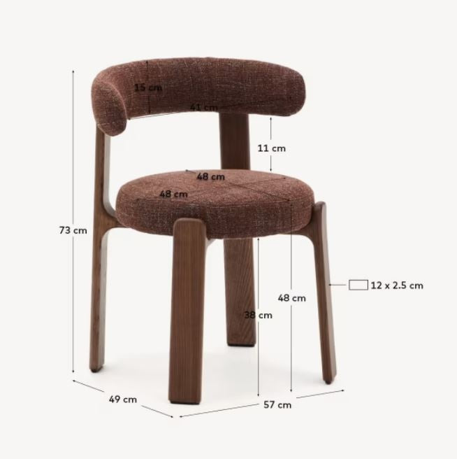 Scaun dining maro din textil Granite Chenille Walnut Kave Home