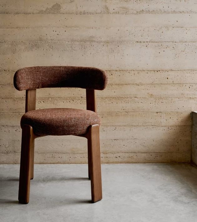 Scaun dining maro din textil Granite Chenille Walnut Kave Home