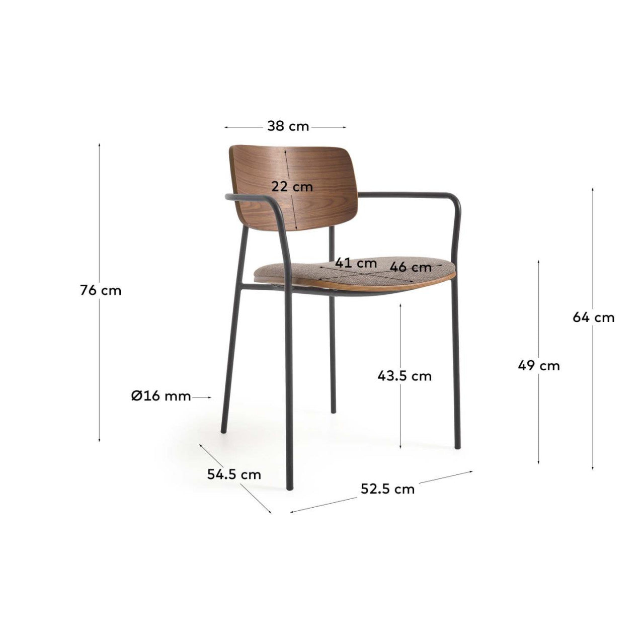 Scaun dining maro inchis din textil Maureen Kave Home