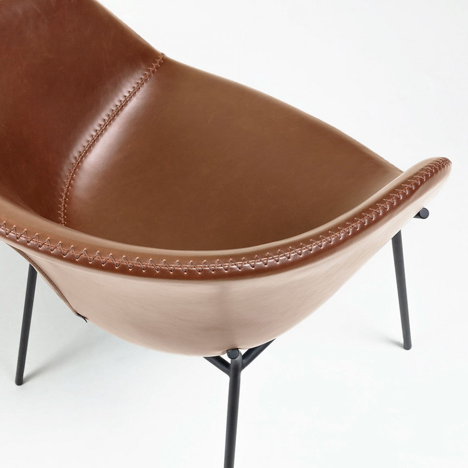 Scaun dining maro/negru din piele ecologica Yvette Kave Home