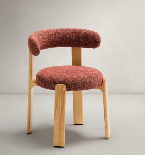 Scaun dining maro teracota din textil Granite Chenille Small Kave Home