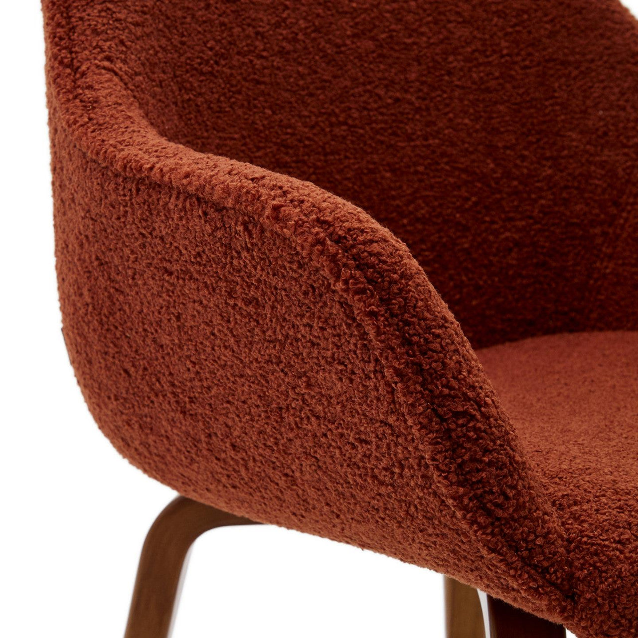 Scaun dining maro teracota/maro inchis din textil Aleli Shearling Kave Home