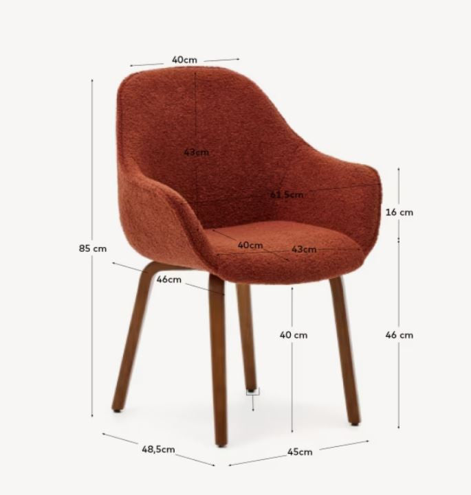 Scaun dining maro teracota/maro inchis din textil Aleli Shearling Kave Home