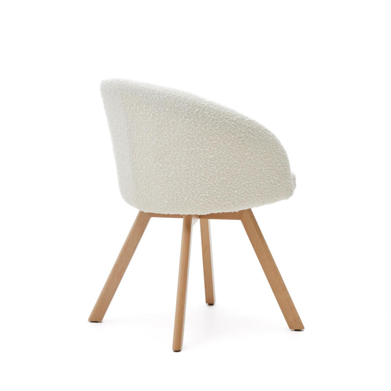 Scaun dining rotativ alb din textil Marvin Fleece Kave Home